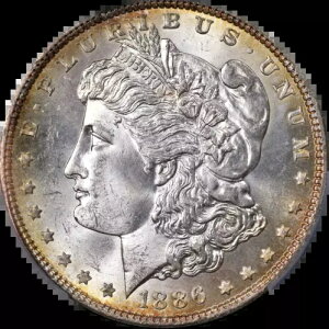 1886-P ���[�K�� �V���o�[ �_���[ PCGS MS65 �ɏ�̃A�C�A�s�[�� �X�g�����O�X�g���C�N