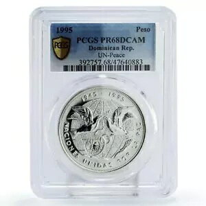 h~jJa 1y\ A UN Peace Birds PR68 PCGS AgRC 1995N