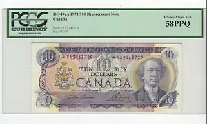 1971 BOC BC-49cA�A$10 Law/Bou SN# *VA 2463729 PCGS AU-58 PPQ Repl Note