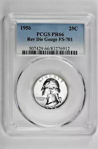 1956 25C �V���o�[ �v���[�t ���V���g�� �N�H�[�^�[ PCGS PR 66 Rev �_�C �K�E�W FS-701