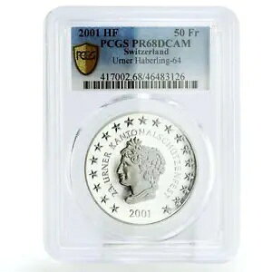 �X�C�X 50 �t���� �E���ˌ��ՓS�����[�� PR68 PCGS Ag �R�C�� 2001
