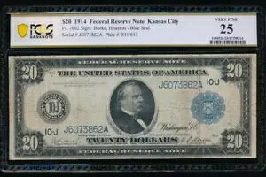 AC Fr 1002 1914 $20 �J���U�X�V�e�B FRN PCGS 25 �o�[�N/�q���[�X�g�� !