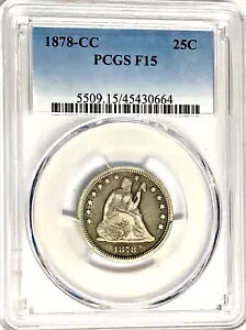 1878-CC �V���o�[ ���o�e�B �V�[�e�b�h �N�H�[�^�[ (�h�̏�̃��b�g�[) - F 12 (PCGS)