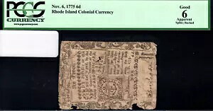 ���[�h�A�C�����h�A���n���� Fr#RI-208 1775 �N 11 �� 6 �� 6d PCGS 6 *10 ���m*