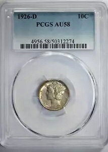 1926-D }[L[ _C 10C PCGS AU58