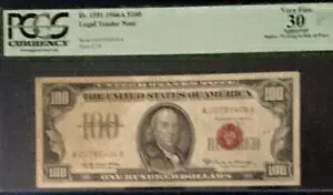 1966A $100 �@��ʉ݁AV/F PCGS30 ���炩�ȉ���A�O�ʂɃC���N 9361