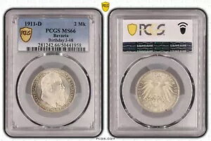 �R�C�� �V���o�[ �o�C�G���� 2 �}�[�N 1911 ���C�g�|���g PCGS MS66 �f���炵�������i nswleipzig