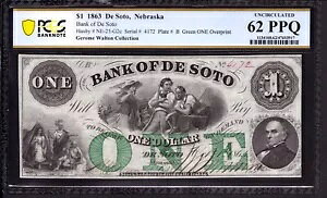 1863 �N $1 �f �\�g �l�u���X�J��s �O���[�� �I�[�o�[�v�����g ����x�ꎆ�� PCGS B UNC 62 PPQ