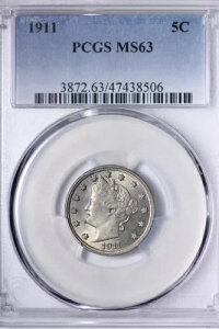 BU 1911 リバティ V ニッケル PCGS MS63 素晴らしい光沢、明るいトーンの OCMU