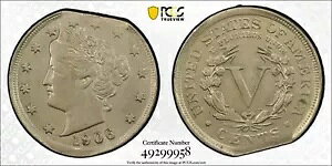 1906 クリップド プランシェ ミント エラー リバティ V ニッケル 5C PCGS AU 53