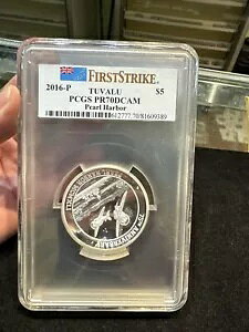 2016 P �c�o�� $5 �p�[���n�[�o�[ 5 �I���X �V���o�[ HR �R�C�� �t�@�[�X�g �X�g���C�N - PCGS PR70DCAM