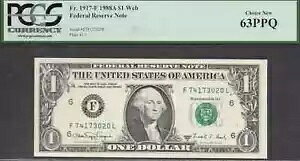 $1 1988-A FRN�A�_���B 1916-G �E�F�u �v���X �m�[�g F-L 1/1 PCGS Ch New 63PPQ