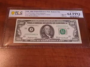 1969 �N $100 �A�M������s�� PCGS Choice Unc 64PPQ �J���U�X�V�e�B