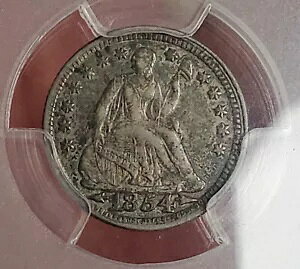 1854 H10C Seated Liberty Half Dime Arrows PCGS �F�� AU 53