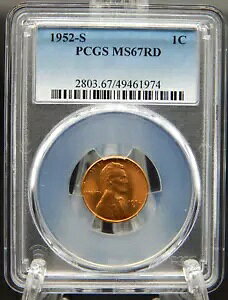 1952-S PCGS MS67 RD ���b�h �����J�[�� �E�B�[�g �o�b�N �Z���g #BT-39