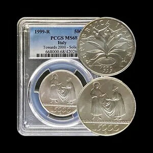�C�^���A�B 1999�N�A5000�����A�V���o�[ - PCGS MS68 - �g�b�v�|�b�v?? 2000�N�Ɍ����āA�A��