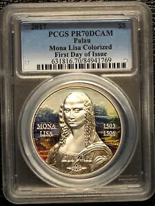 2017 �p���I ���i ���U �n�C�����[�t �J���[���C�Y�h 1 �I���X 0.999 �V���o�[ PCGS �v���[�t 70 DCAMEO