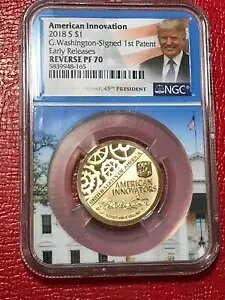 2018 S NGC REV PF 70 �C�m�x�[�V���� �W���[�W ���V���g�� �ŏ��̓��� $1-�h�i���h �g�����v-MA