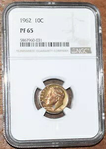 USA 1962 ���[�Y�x���g - ���B���e�[�W �V���o�[ �_�C�� NGC PF 65 - �S�[���f�� �g�[�j���O �A�C �A�s�[��