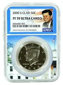2000 S ケネディ プルーフ クラッド 50c NGC PF70 ウルトラ カメオ - ホワイト ハウス コア