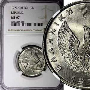 MV jbP 1973 10 hV}C NGC MS67 BU WFRC KM# 110 (010)