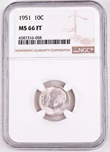 1951 P [Yxg Vo[ _C 10C NGC MS66 FT/FB tg[` toh
