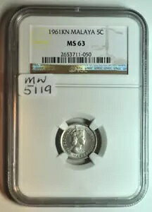 mw5119 �}����; 5 �Z���g 1961 KN �L���O �m�[�g�� �~���g �G���U�x�X II NGC MS63 KM#1