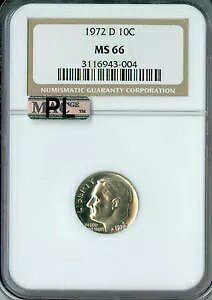 1972 D ���[�Y�x���g �_�C�� NGC MS66 MAC PL 2ND �ō����O���[�h �X�|�b�g���X�B