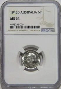 �I�[�X�g�����A�A�V���o�[ 6P �W���[�W VI 1943D - NGC MS 64 (SL)�A���A