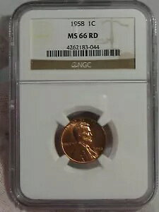 BU RED GEM 1958 �����J�[�� �E�B�[�g �y�j�[ NGC MS66 RD�B #22