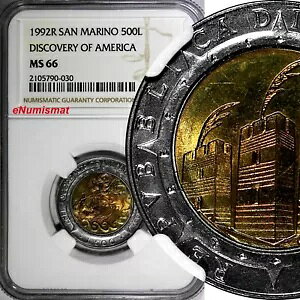 �T���}���m 1992 R 500 ���� �f�B�X�J�o���[ �I�u �A�����J NGC MS66 �g�b�v�O���[�h KM# 286(030)