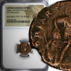 �����[�}�鍑 ���@�����X AD 364-378 AE3 Nummus /Rev.Christian Chi-Rho NGC (6)