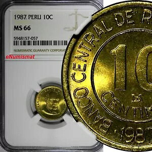 y[ 1987 10 ZeBXGeneral MIGUEL GRAU NGC MS66 TOP GRADED BY NGC KM# 293(57)
