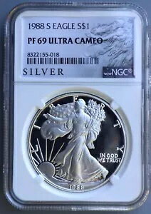 1988-S �A�����J�� �V���o�[ �C�[�O�� NGC PF 69 �E���g�� �J���I ASE ���x���t�� (8322155-018)