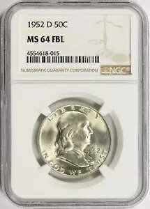 1952-D 50c �t�����N���� �n�[�t�_���[ NGC MS64FBL