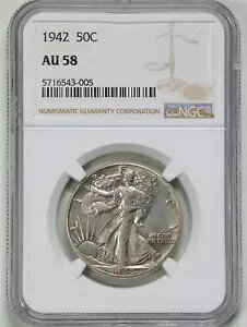 1942 50C �E�H�[�L���O ���o�e�B �n�[�t�_���[ AU58 NGC 5716543-005