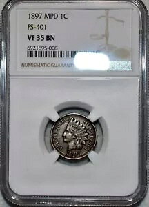 NGC VF-35 1897 1インネック/スノー-1 インディアンヘッドセント、魅力的な人気品種!