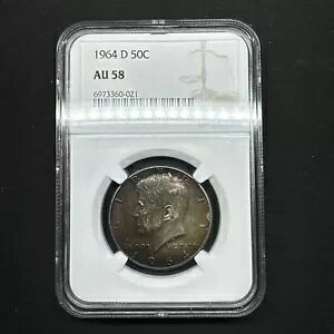 1964 D Kennedy Half Dollar NGC AU 58 Beautiful Tone Obv and Rev