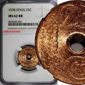 XyCa 1938 25 ZeBX 1 N^Cv NGC MS62 RB KM# 757 (055)