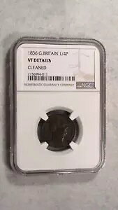 1836 年 イギリス 1/4 ペニー NGC 非常に上質な流通 1/4P コイン 今すぐ購入しましょう!