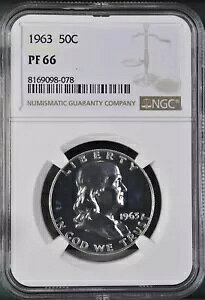 1963�N �v���[�t �t�����N���� �V���o�[ �n�[�t�_���[ 50C NGC PF66 LF50~43-45