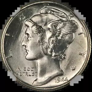 1944-S �}�[�L�����[ �_�C�� NGC MS66 �u���C�W���O �z���C�g �W�F�� �f���炵���ڂ̖���