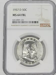 1957-D 50C �t�����N���� �n�[�t�_���[ NGC MS64 FBL