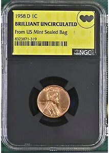 1958-D 1C �����J�[�� �E�B�[�g �Z���g - NGC BU - �č������ǖ����o�b�O - ����