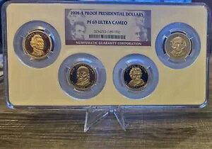 2008-S US $1 �v���[�t�哝�̃h�� 4 �R�C�� �Z�b�g NGC PF69 �E���g�� �J���I (189-192)