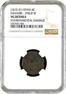 1615-21 スペイン ナバーレ フィリップ III 4C NGC VG 詳細