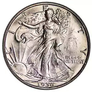 1936 D �E�H�[�L���O ���o�e�B �n�[�t�_���[ PCGS MS-63 CAC OGH!