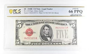 1928 E $5 �č��@��ʉ� Fr#1530 Gem Unc 66 PPQ PCGS *2346