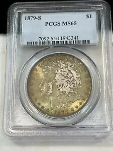 1879-S ���[�K�� �V���o�[ �_���[ PCGS MS65�A����̂��钲�F�� PL �\��
