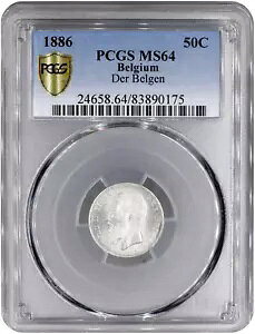 �x���M�[ 50 �T���`�[�� 1886 DER�APCGS MS64�A�u���I�|���h 2 �� (1865 - 1909)�v�V���o�[